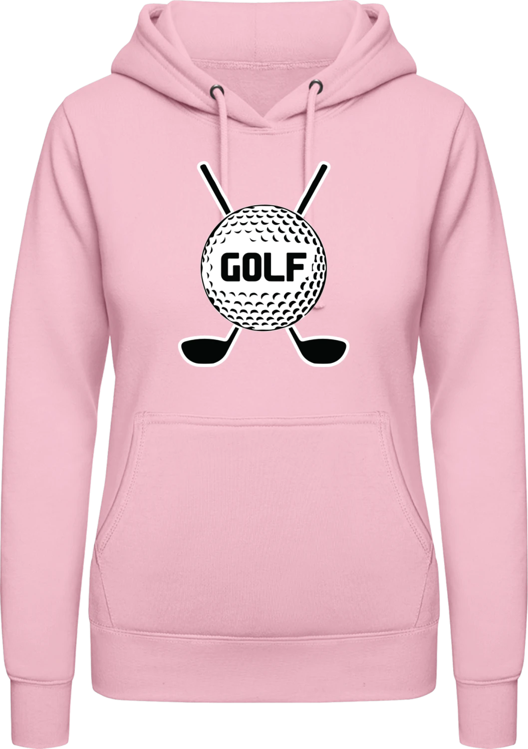 Golfball Schläger - Baby pink AWDis ladies hoodie - Front