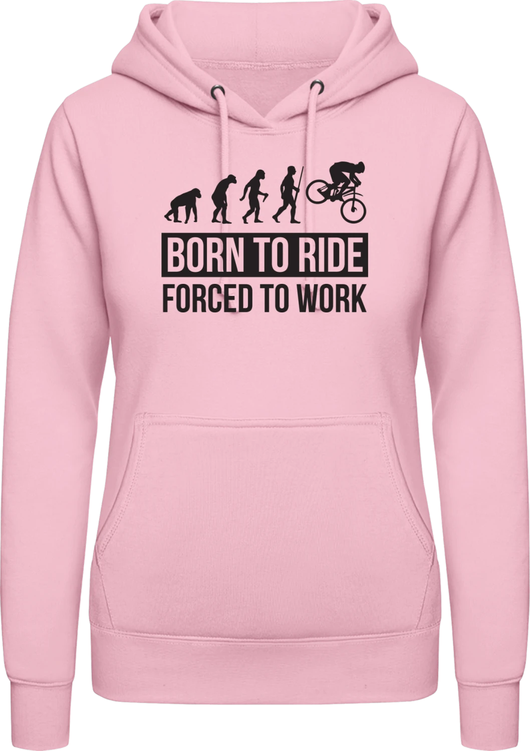 Born To Ride Evolution - Baby pink AWDis ladies hoodie - Front