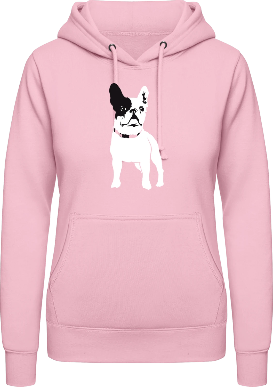 Französische Bulldogge - Baby pink AWDis ladies hoodie - Front