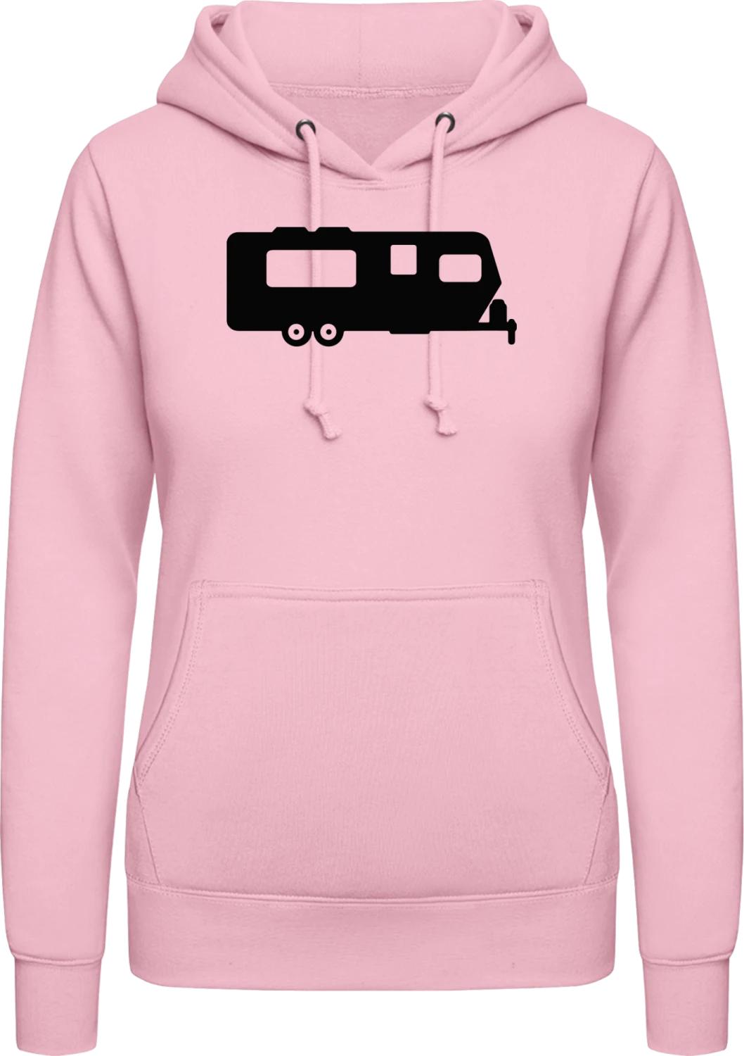 Caravan Camper - Baby pink AWDis ladies hoodie - Front