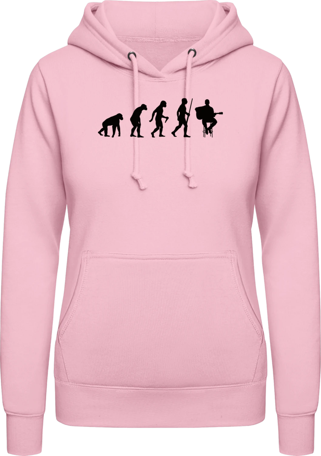 Guitarist Evolution - Baby pink AWDis ladies hoodie - Front