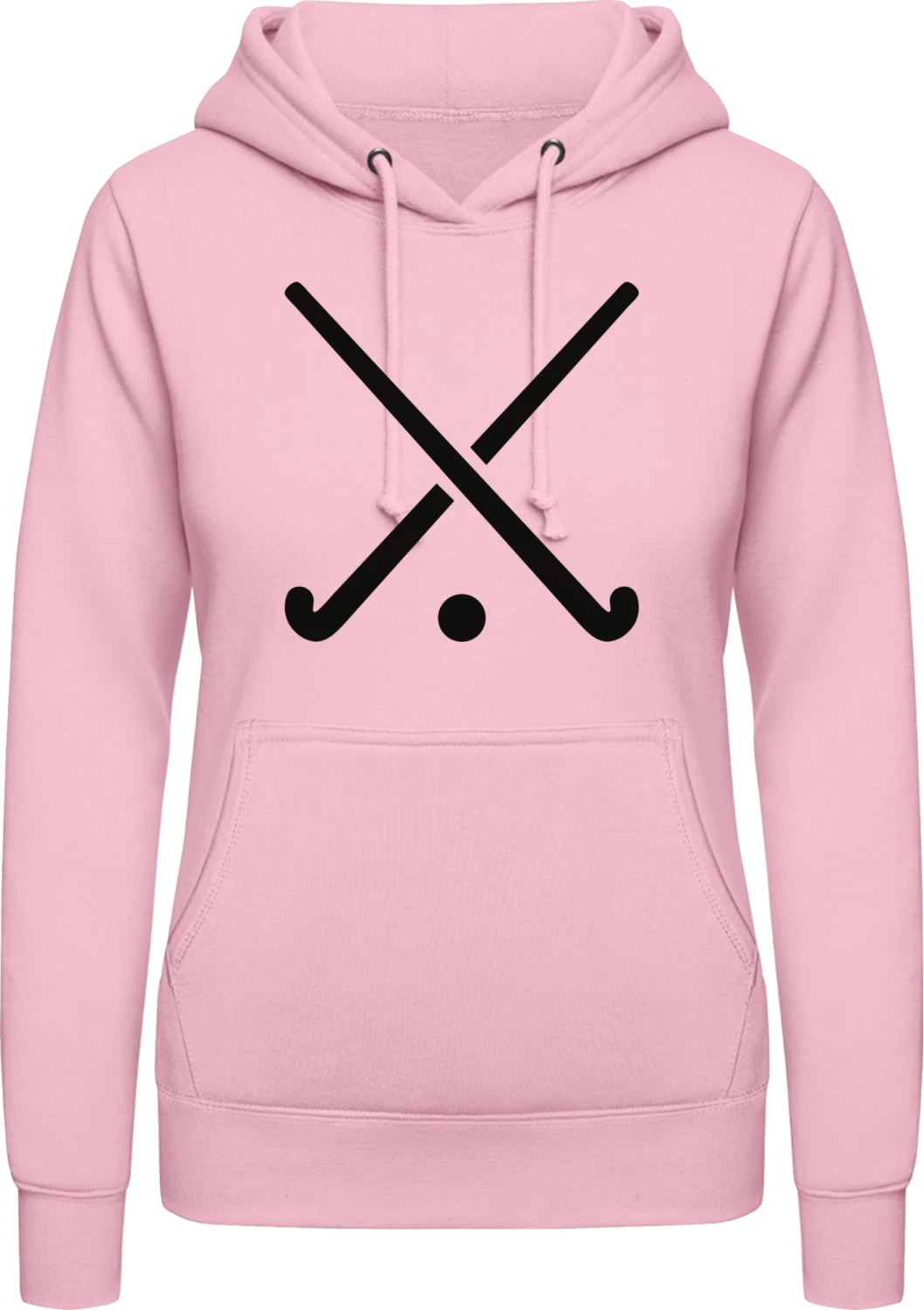 Field Hockey Logo - Baby pink AWDis ladies hoodie - Front