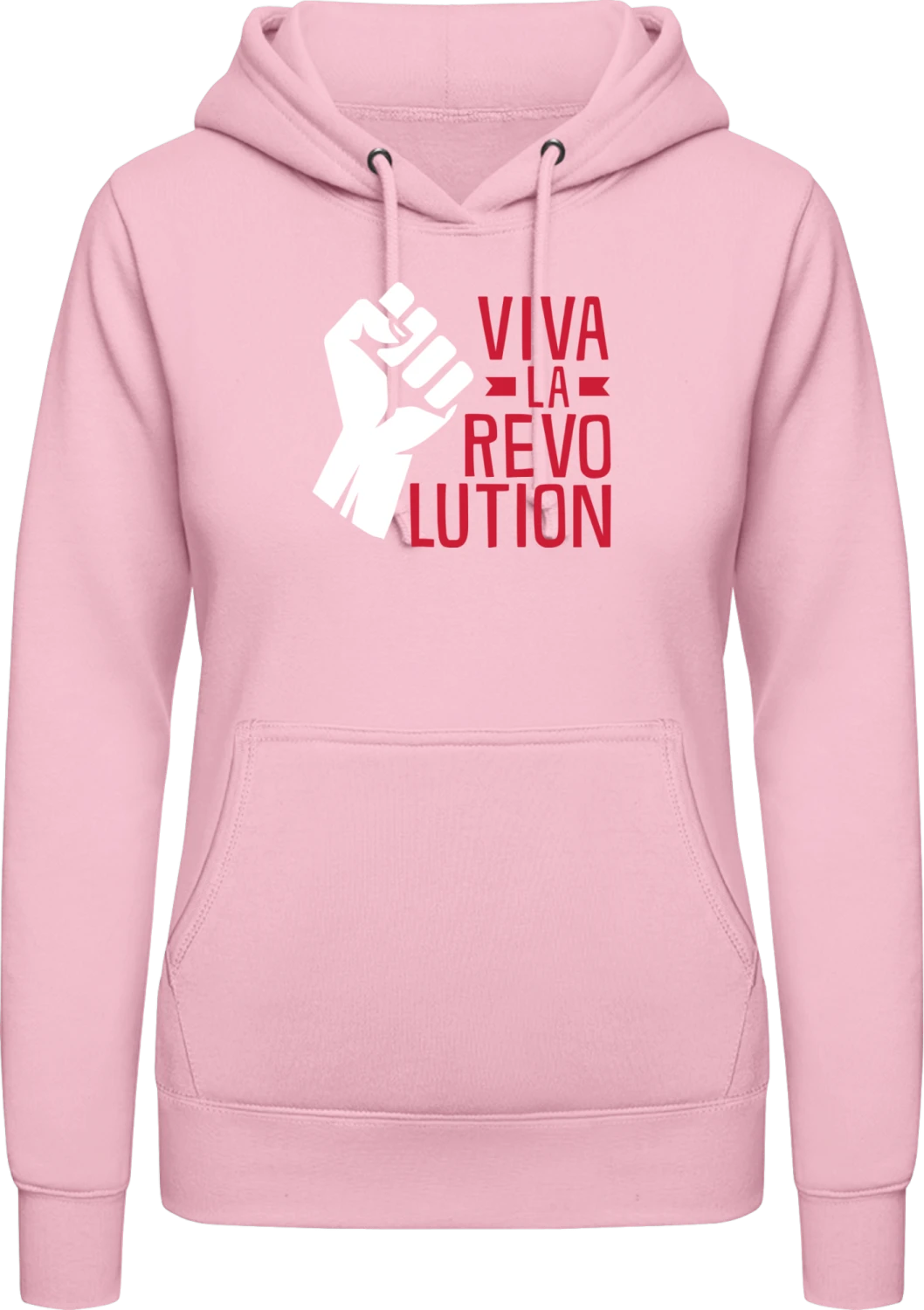 Viva La Revolution - Baby pink AWDis ladies hoodie - Front