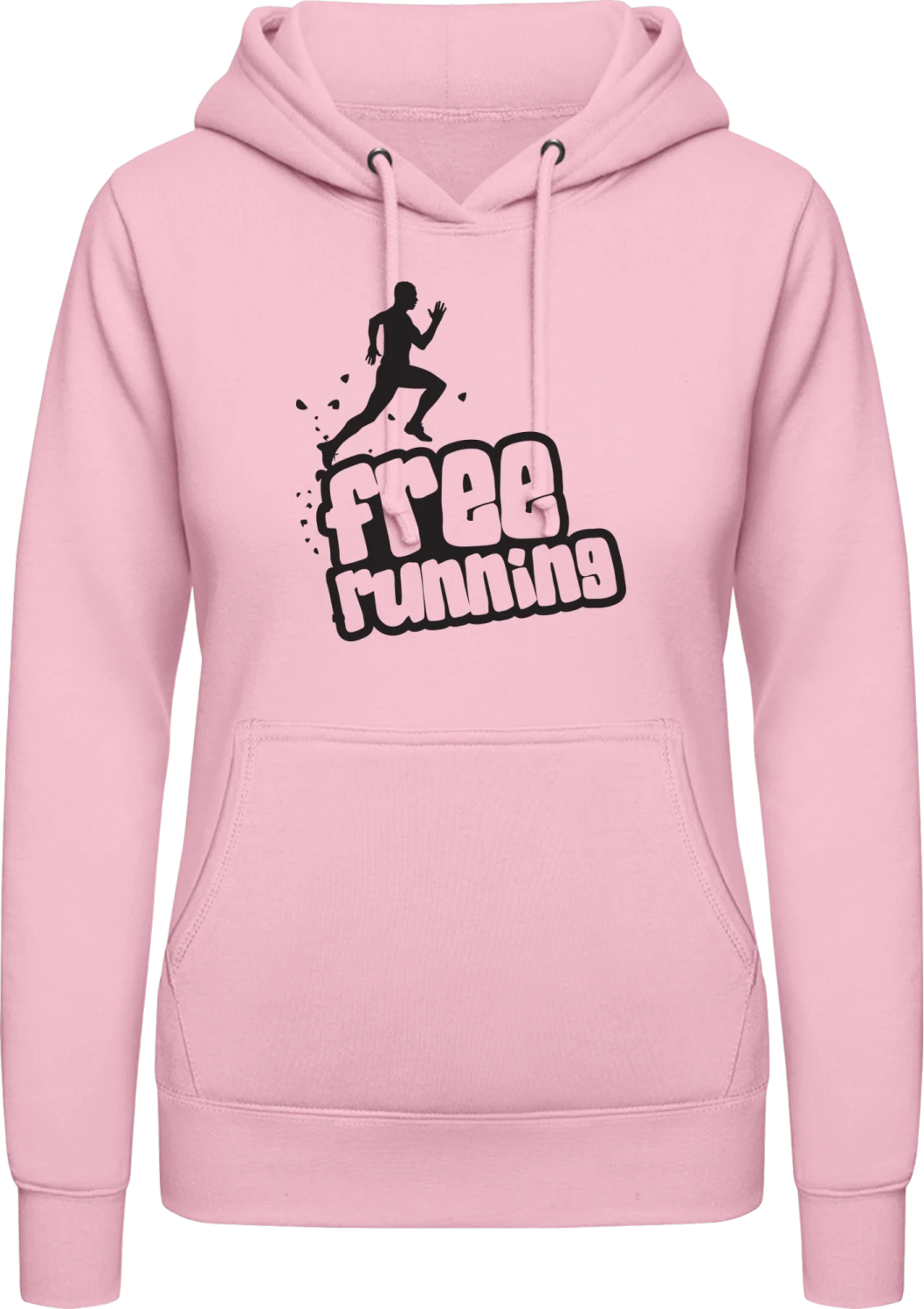 Free Running - Baby pink AWDis ladies hoodie - Front