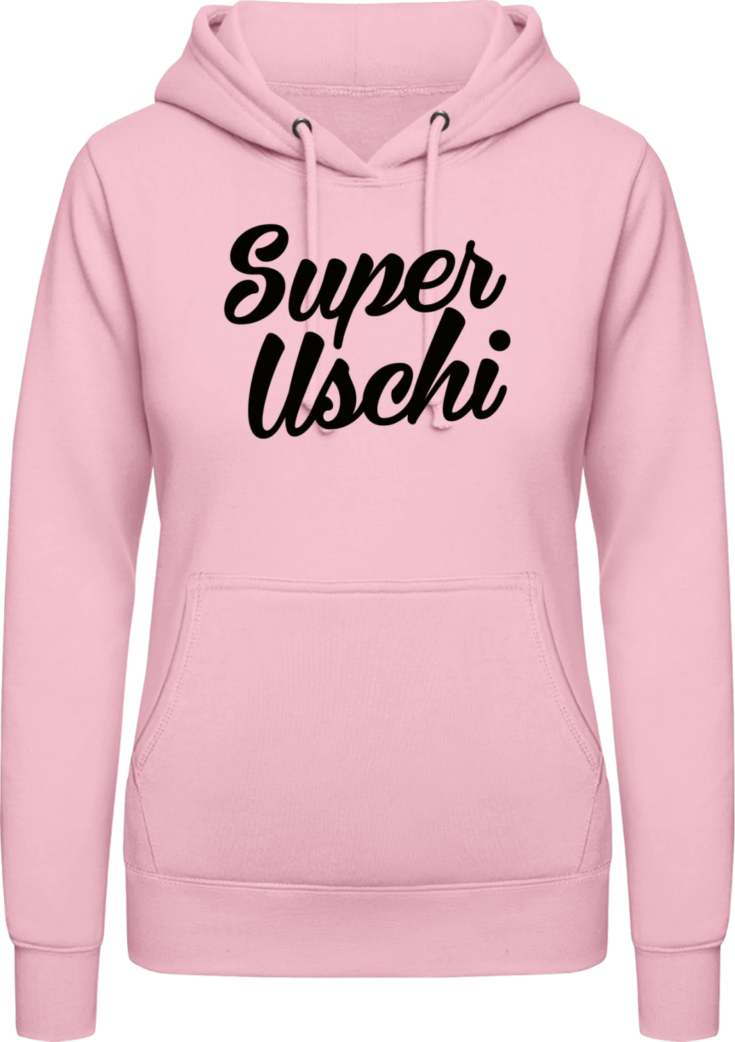 Super Uschi - Baby pink AWDis ladies hoodie - Front