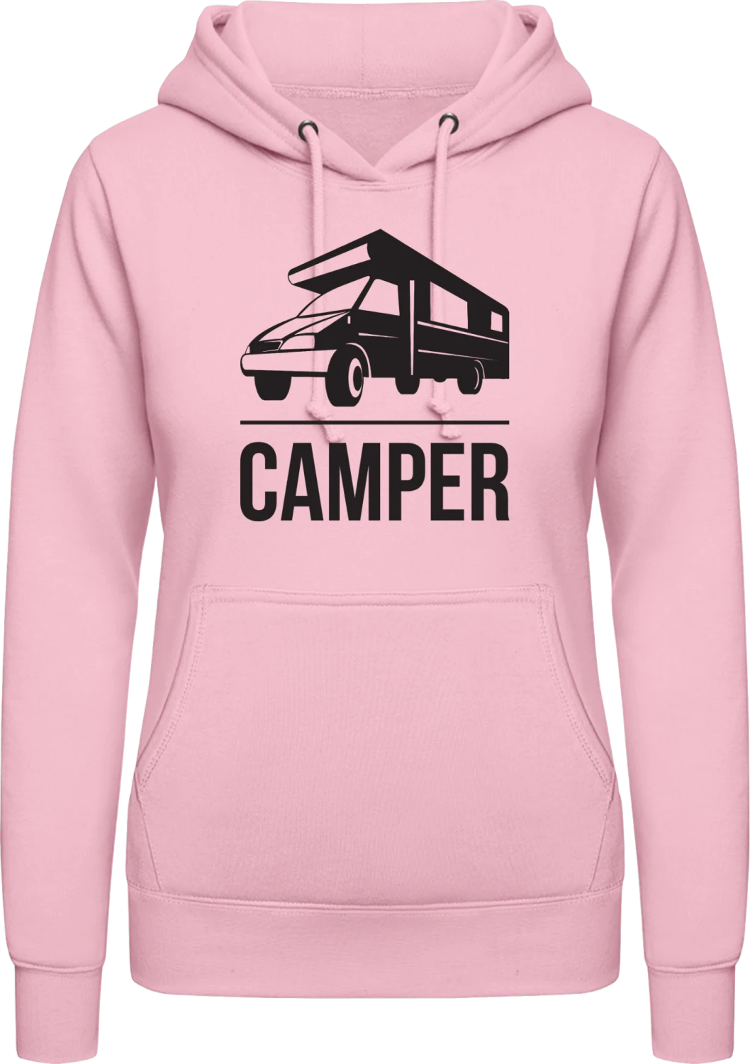 Camper Caravan - Baby pink AWDis ladies hoodie - Front