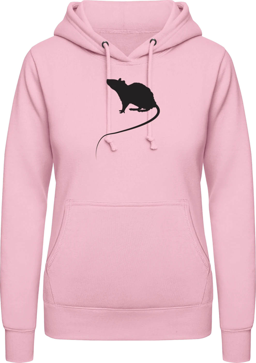 Mouse Silhouette - Baby pink AWDis ladies hoodie - Front