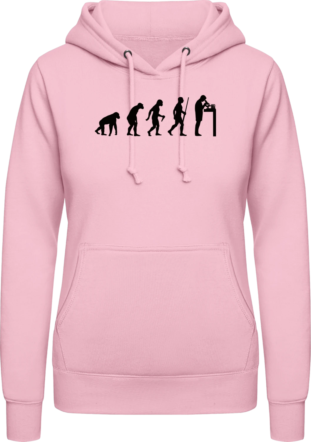 Chemist Evolution - Baby pink AWDis ladies hoodie - Front