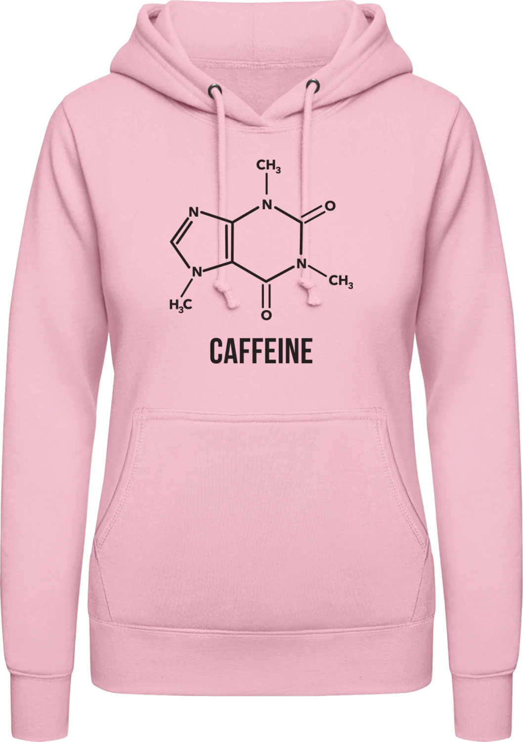 Caffeine Formula - Baby pink AWDis ladies hoodie - Front