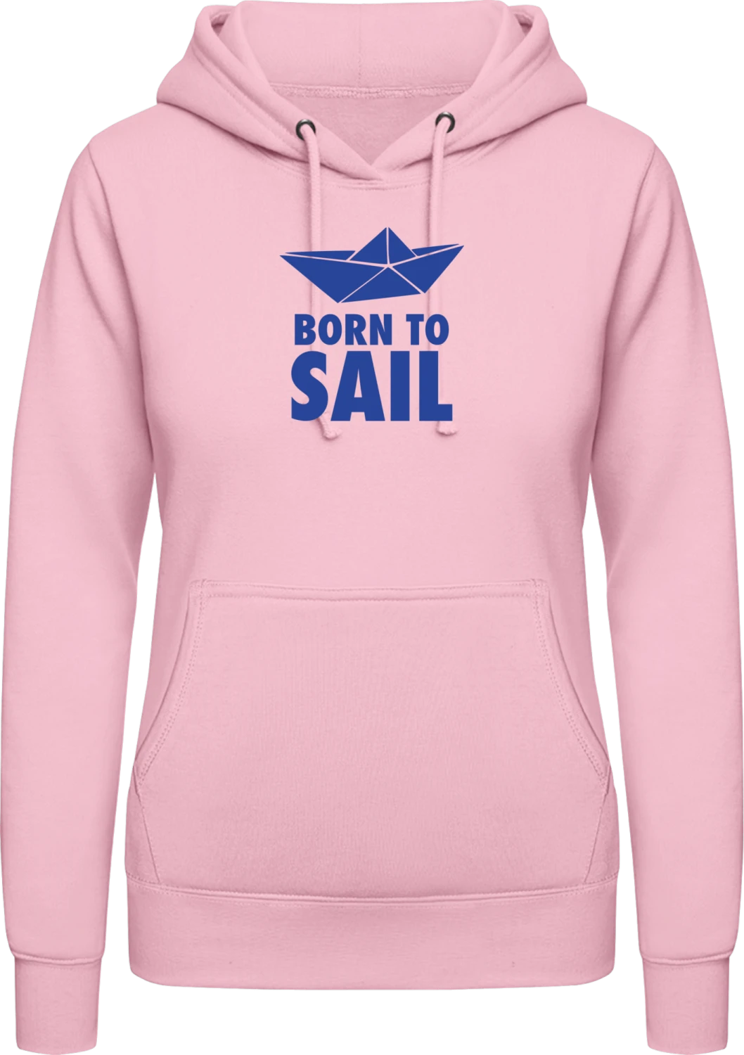 Born To Sail Paper Boat - Baby pink AWDis ladies hoodie - Front