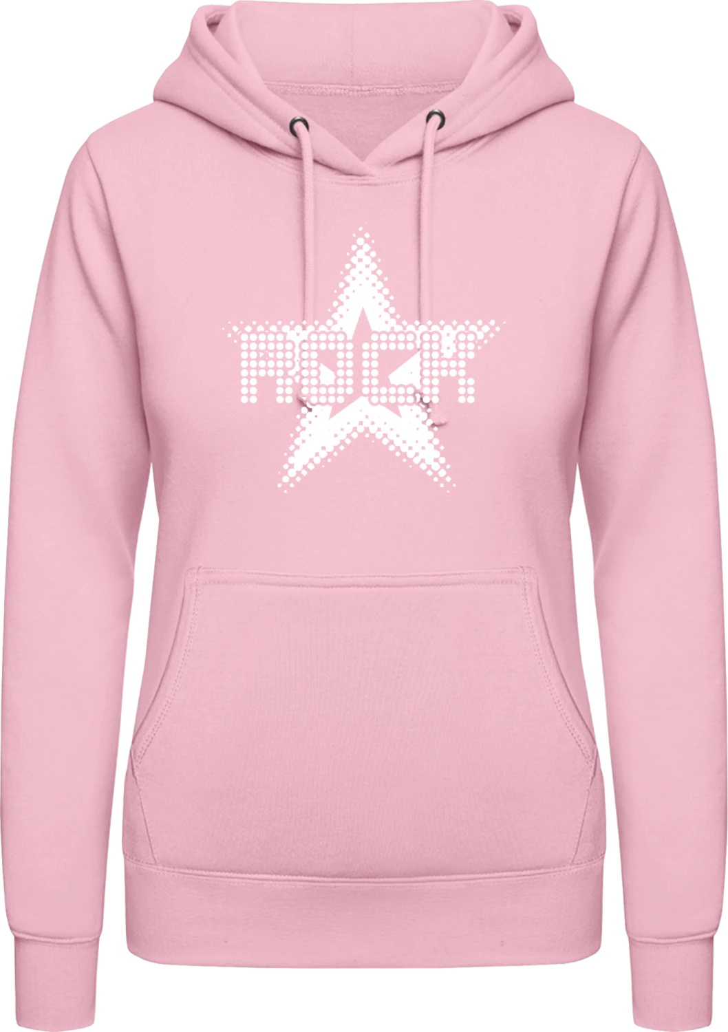 Rock Star - Baby pink AWDis ladies hoodie - Front