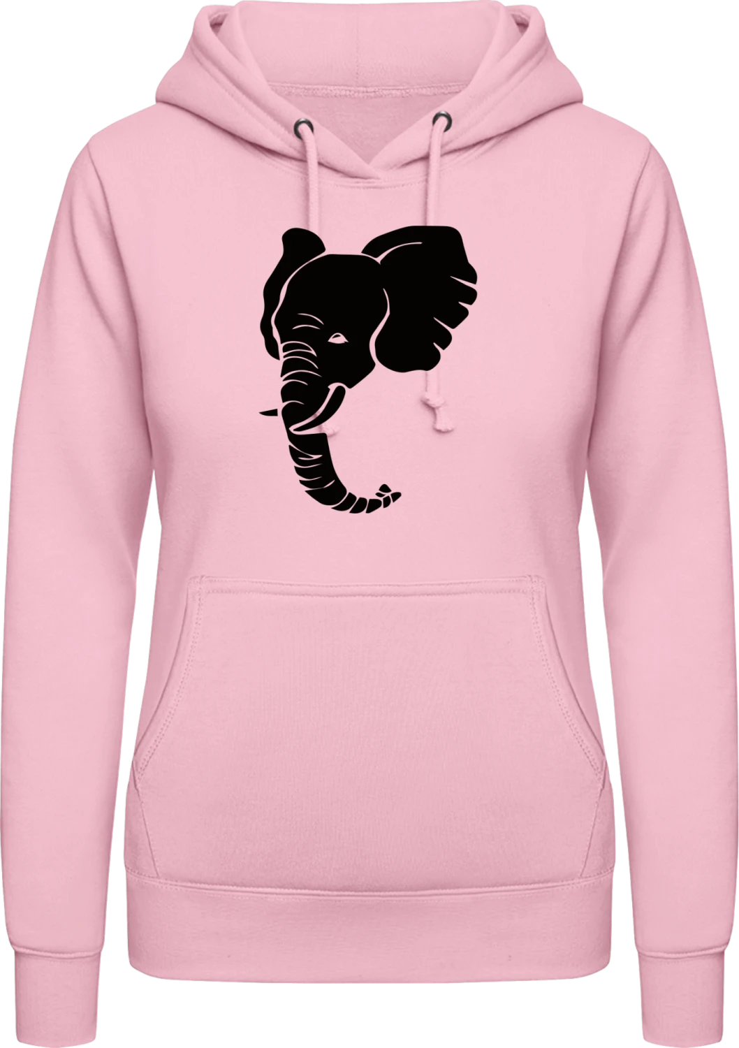 Elephant Head - Baby pink AWDis ladies hoodie - Front