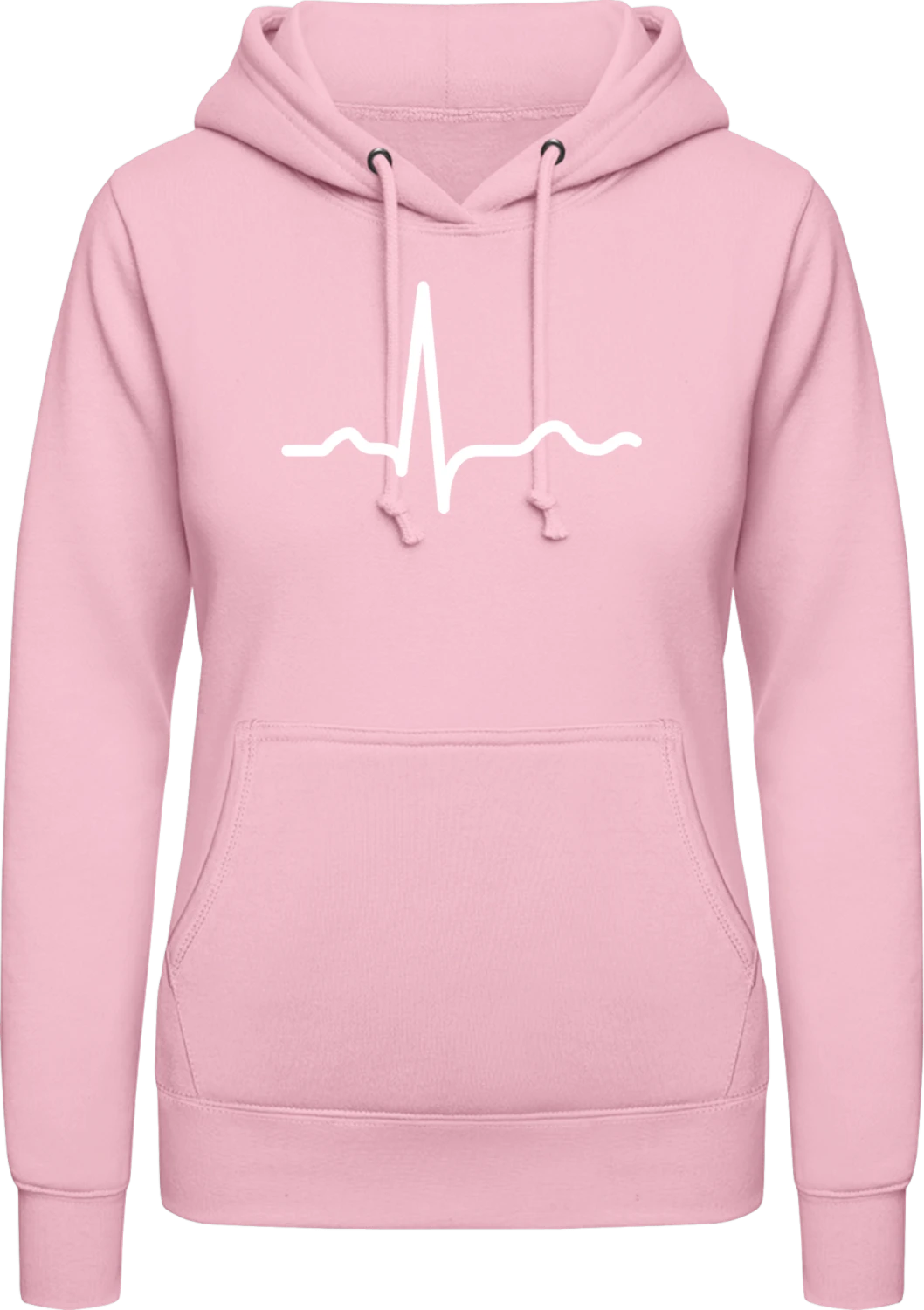 Heart Beat - Baby pink AWDis ladies hoodie - Front