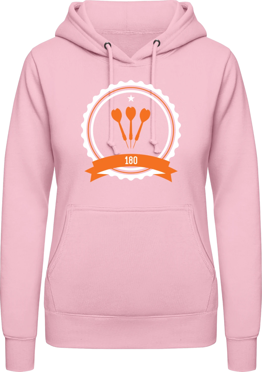 Darts 180 Points - Baby pink AWDis ladies hoodie - Front