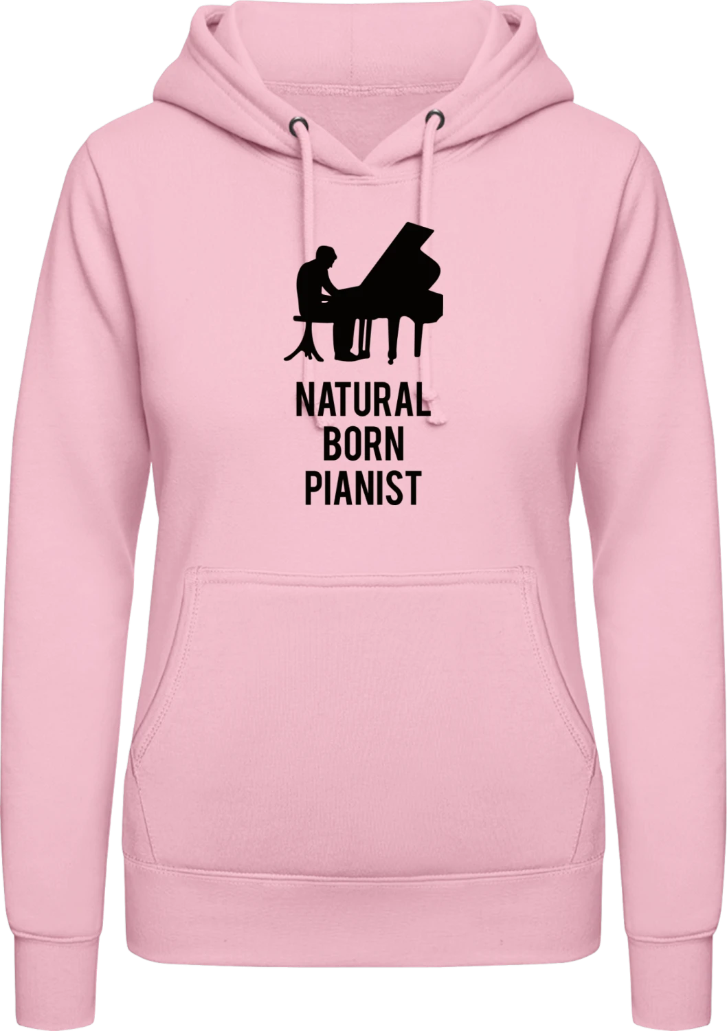 Natural Born Pianist - Baby pink AWDis ladies hoodie - Front