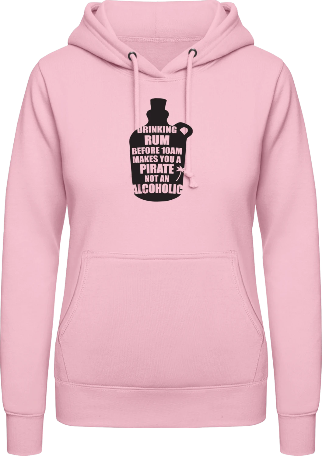 Drinking Rum Before 10AM makes You A Pirate Not An Alcoholic - Baby pink AWDis ladies hoodie - Front