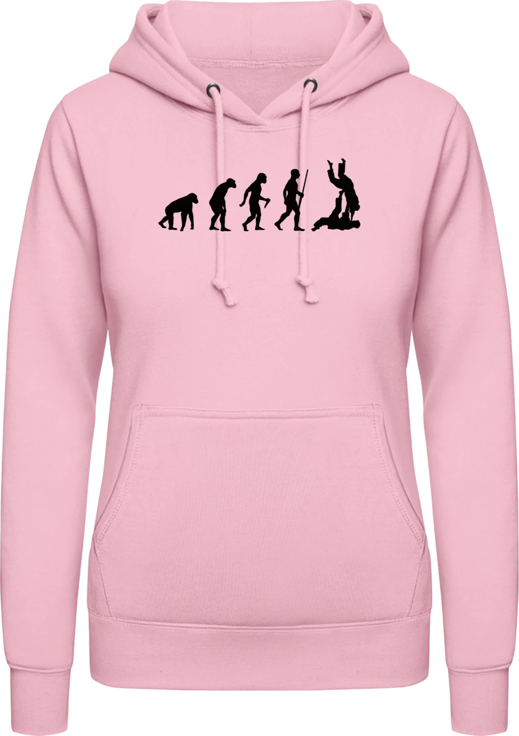 Judo Evolution - Baby pink AWDis ladies hoodie - Front