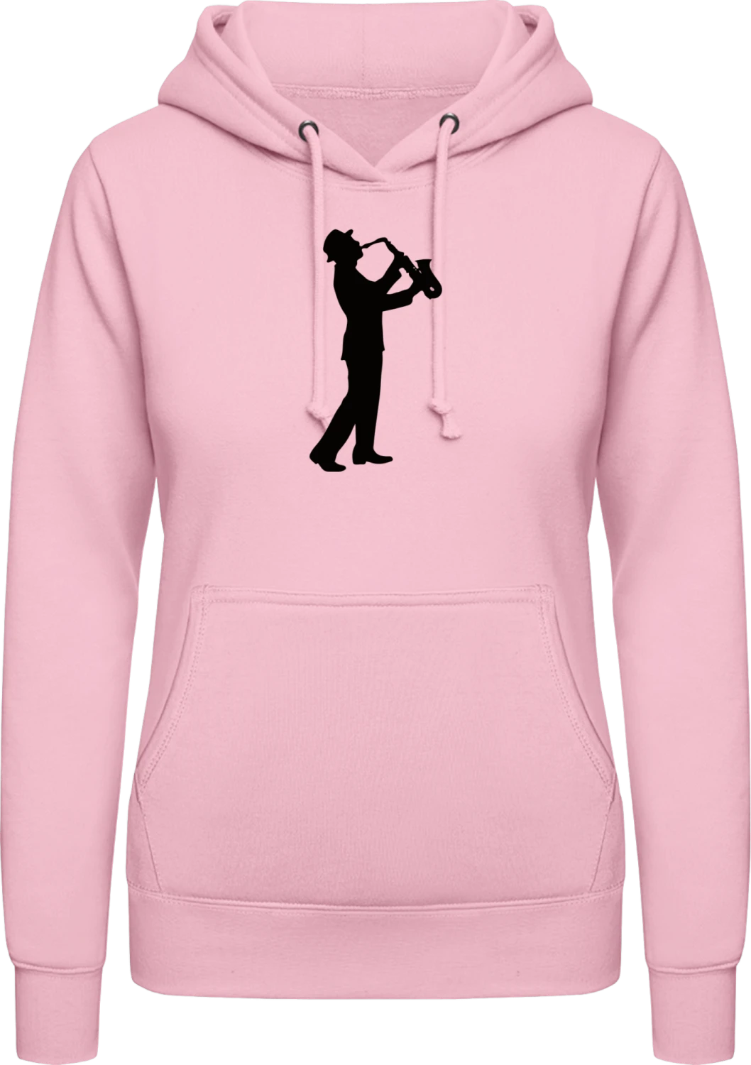 Saxophonist Jazz - Baby pink AWDis ladies hoodie - Front