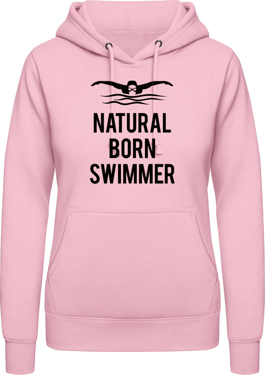 Natural Born Swimmer - Baby pink AWDis ladies hoodie - Front