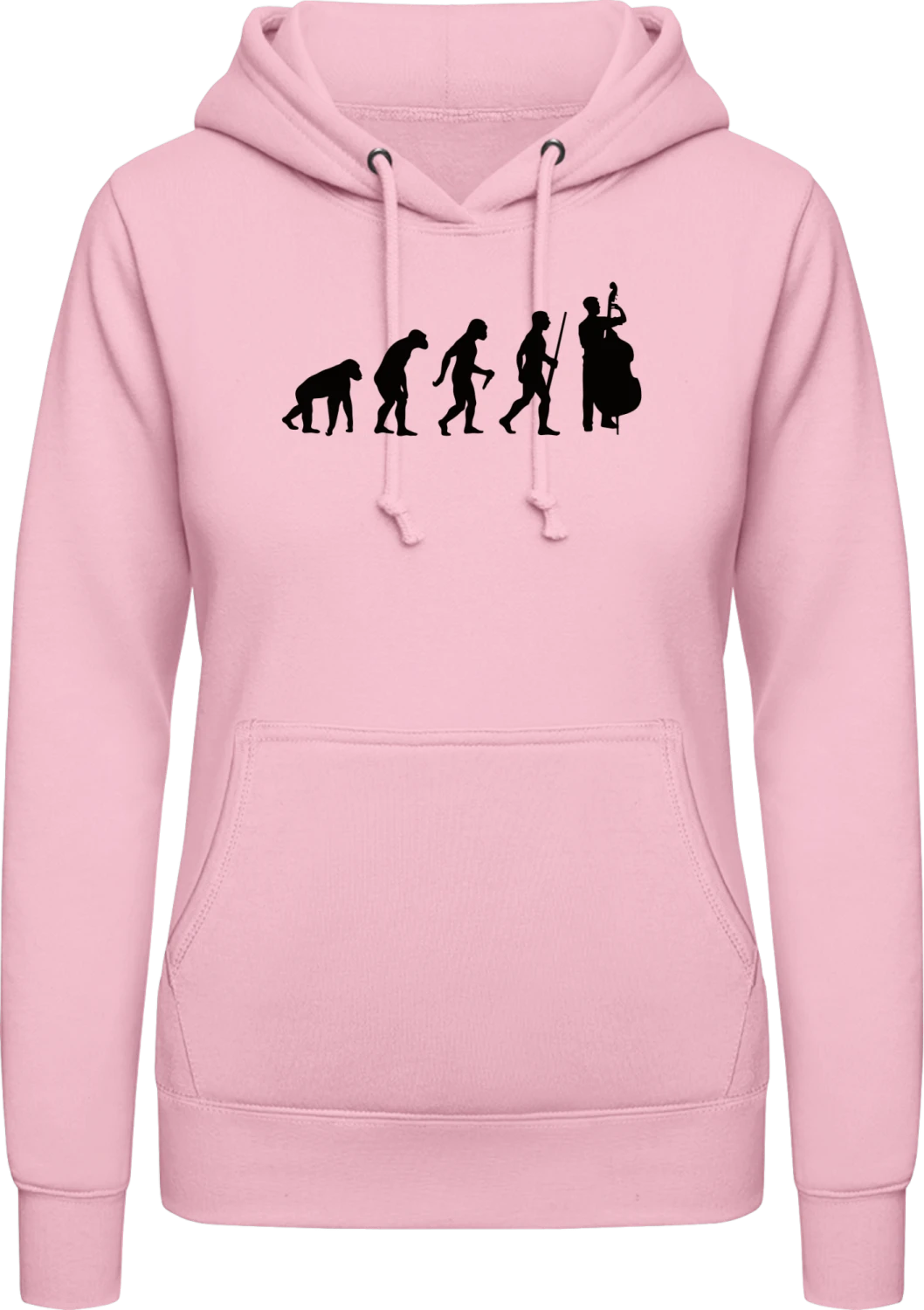 Double Bass Contrabass Evolution - Baby pink AWDis ladies hoodie - Front