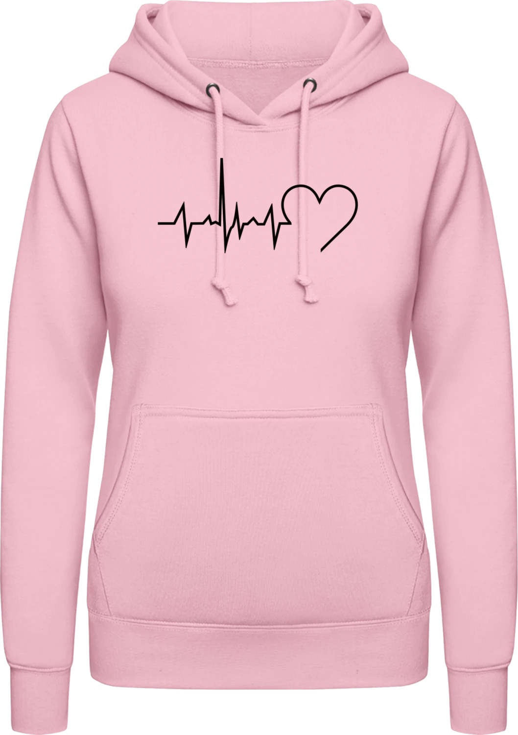 Heartbeat - Baby pink AWDis ladies hoodie - Front