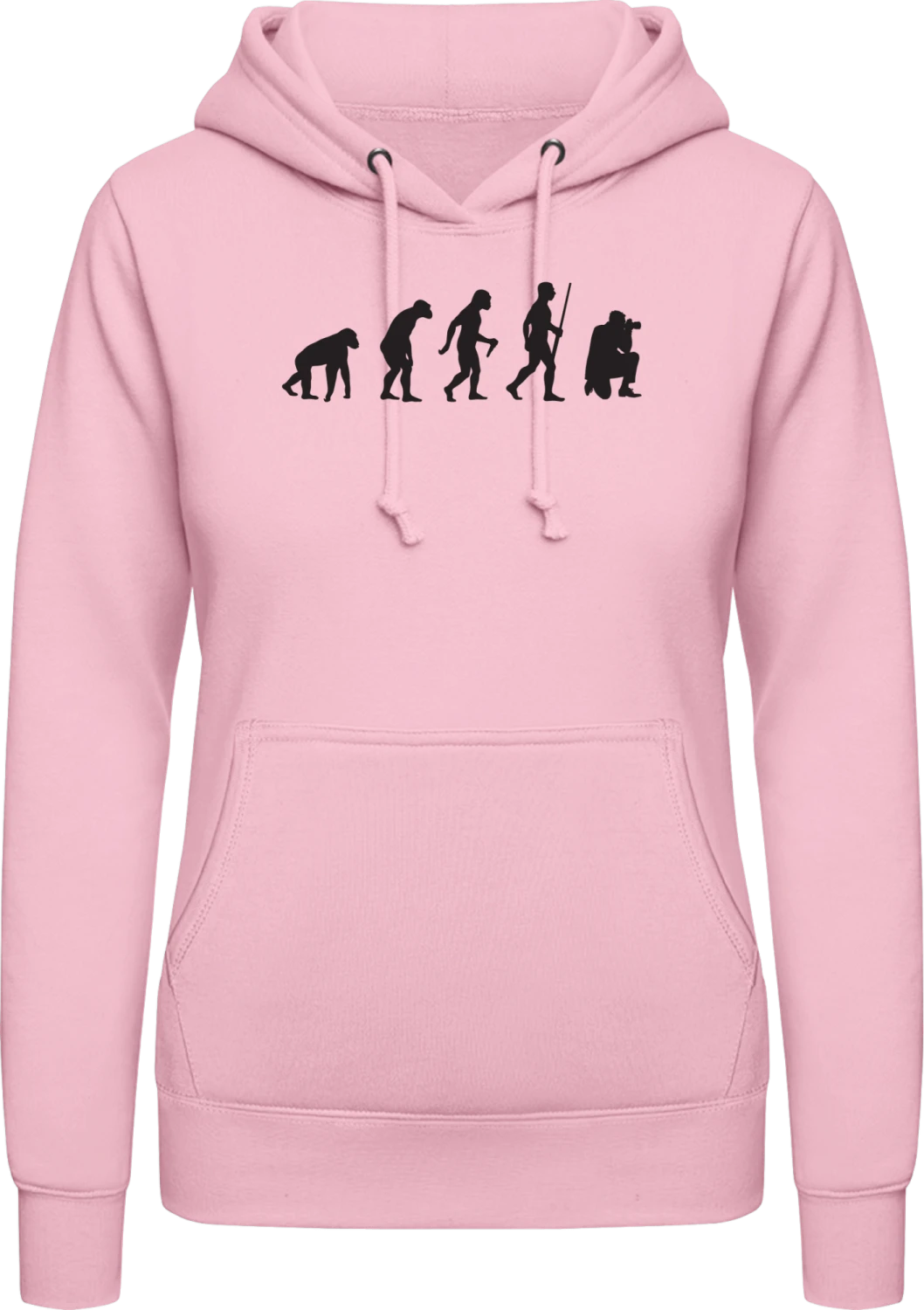 Photographer Evolution - Baby pink AWDis ladies hoodie - Front