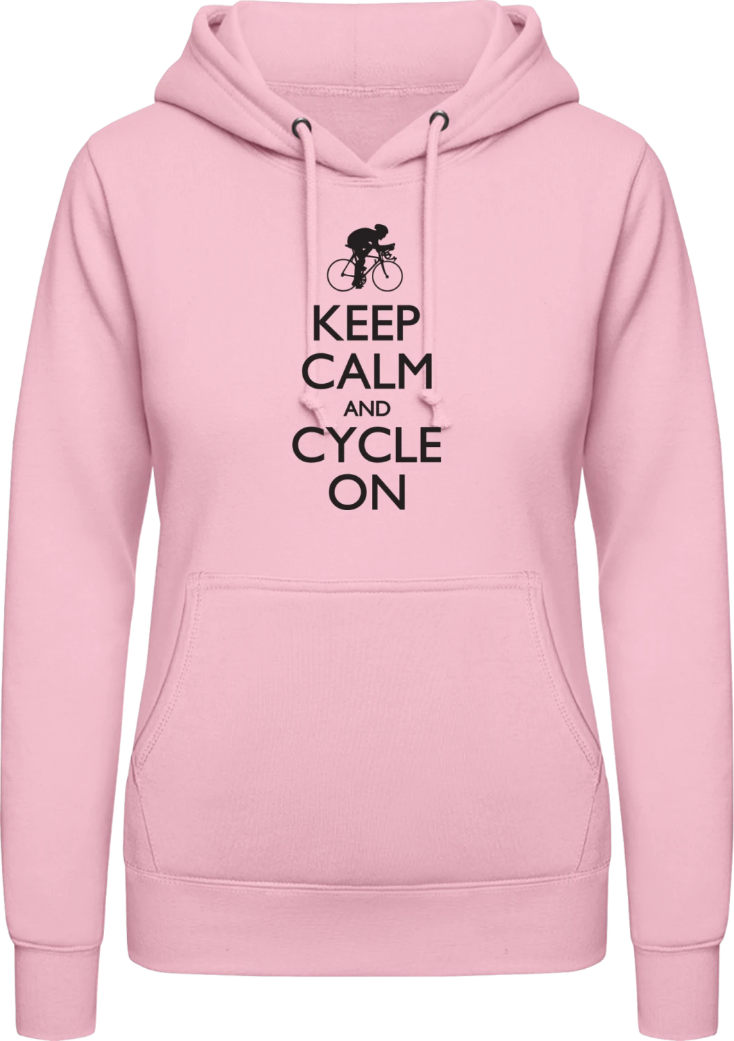 Keep Calm and Cycle on - Baby pink AWDis ladies hoodie - Front