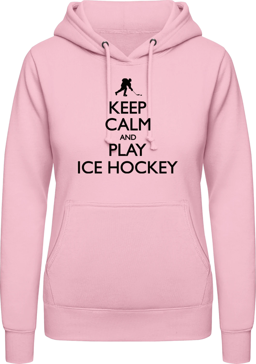 Keep Calm and Play Ice Hockey - Baby pink AWDis ladies hoodie - Front