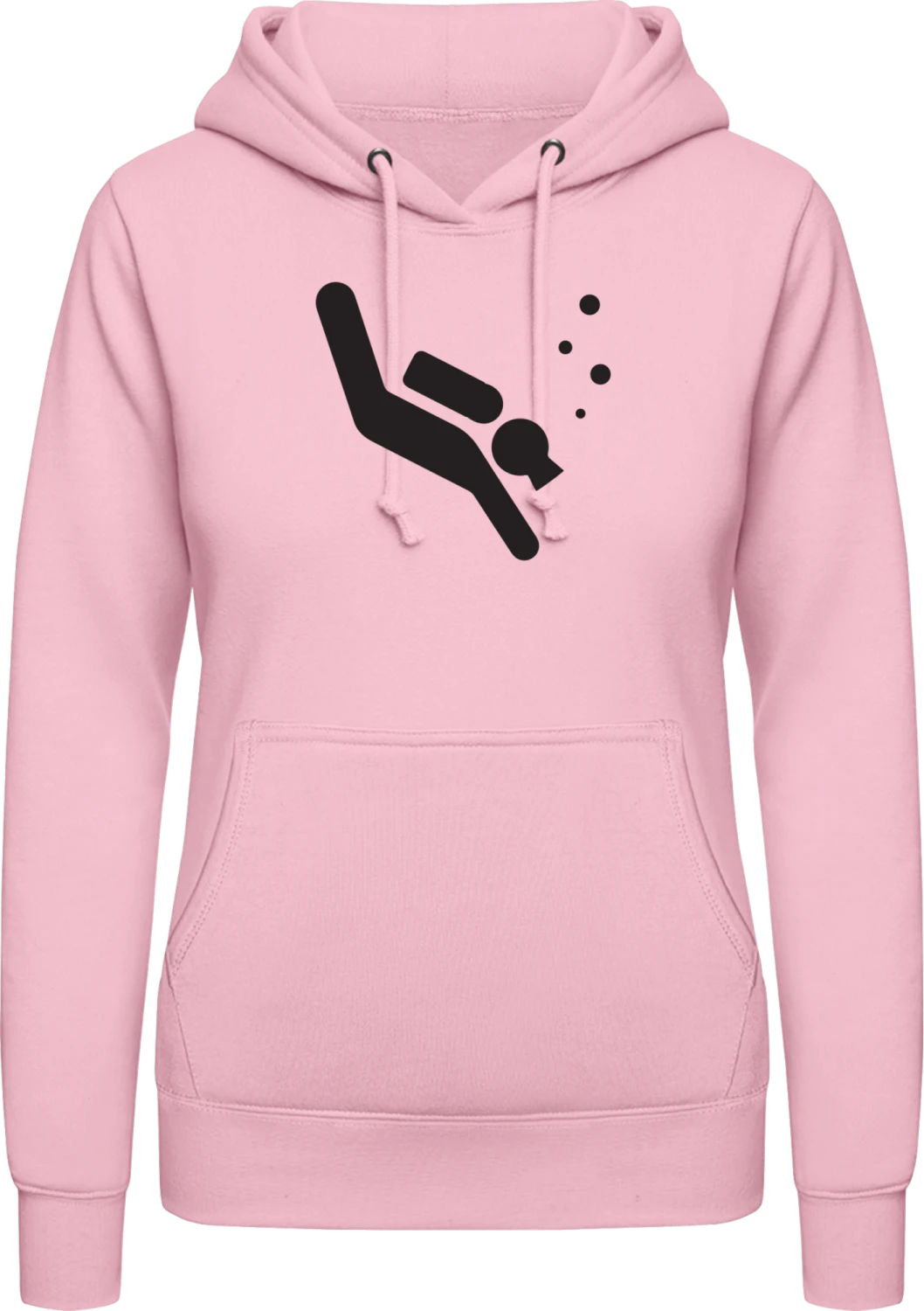 Diver Icon - Baby pink AWDis ladies hoodie - Front