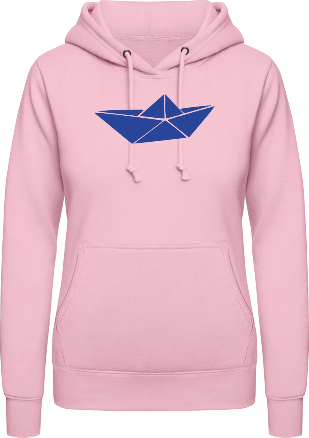 Paper Ship Icon - Baby pink AWDis ladies hoodie - Front