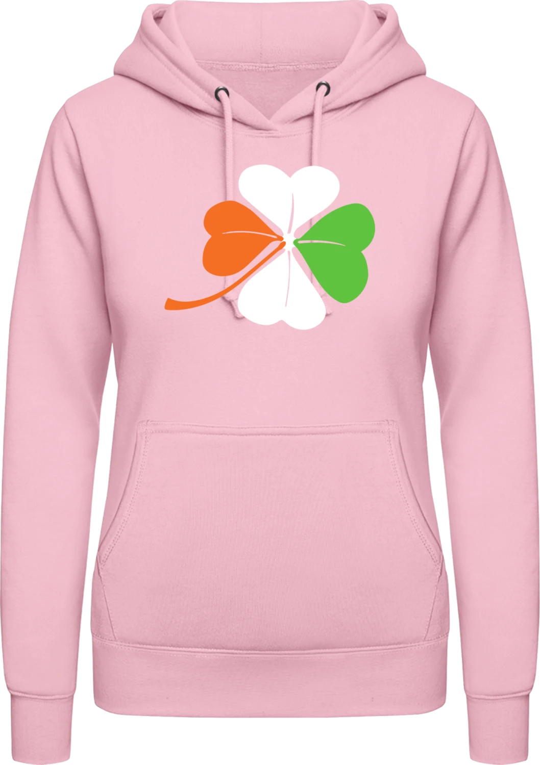 Irish Cloverleaf - Baby pink AWDis ladies hoodie - Front