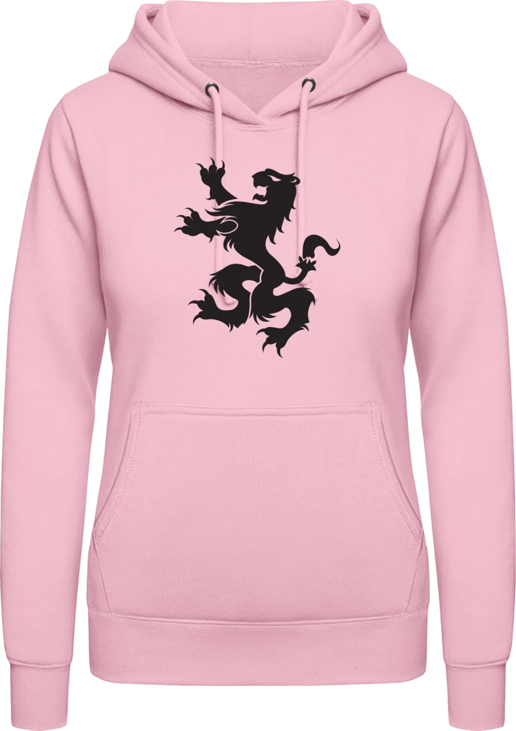 Lion Coat of Arms - Baby pink AWDis ladies hoodie - Front