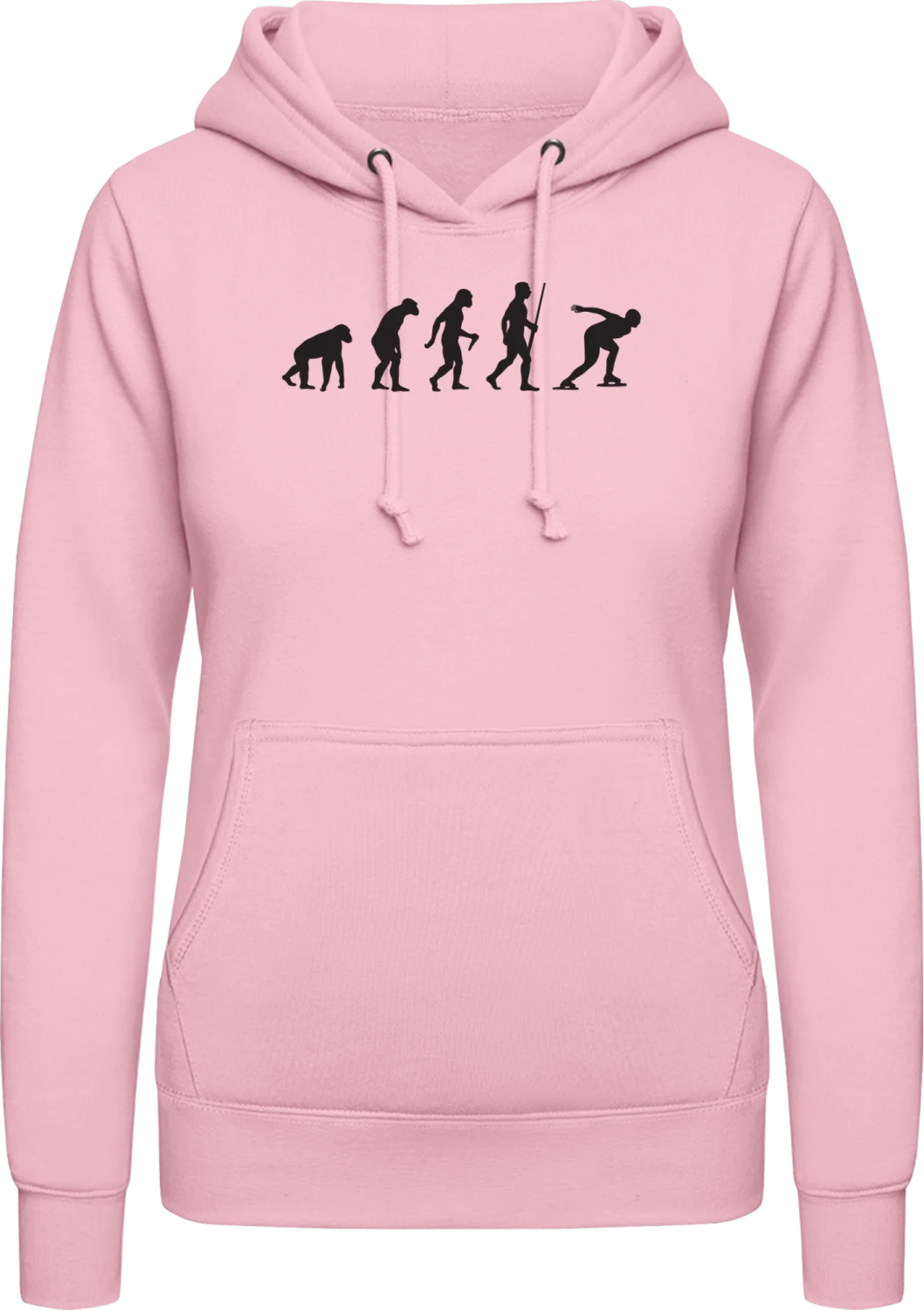 Speed Skating Evolution - Baby pink AWDis ladies hoodie - Front