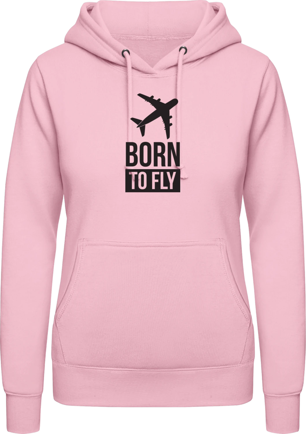 Born To Fly - Baby pink AWDis ladies hoodie - Front