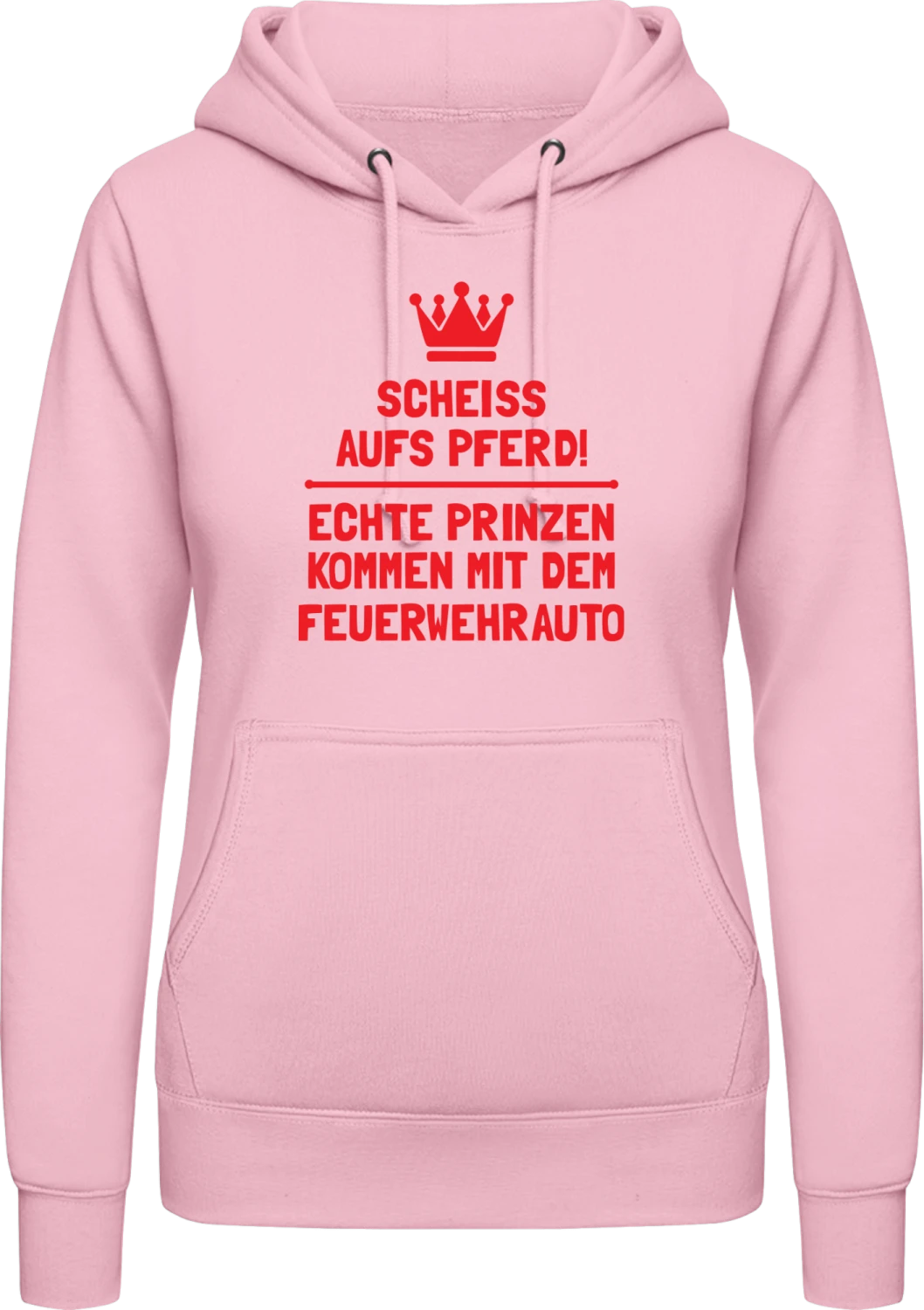 Echte Prinzen kommen mit dem Feuerwehrauto - Baby pink AWDis ladies hoodie - Front