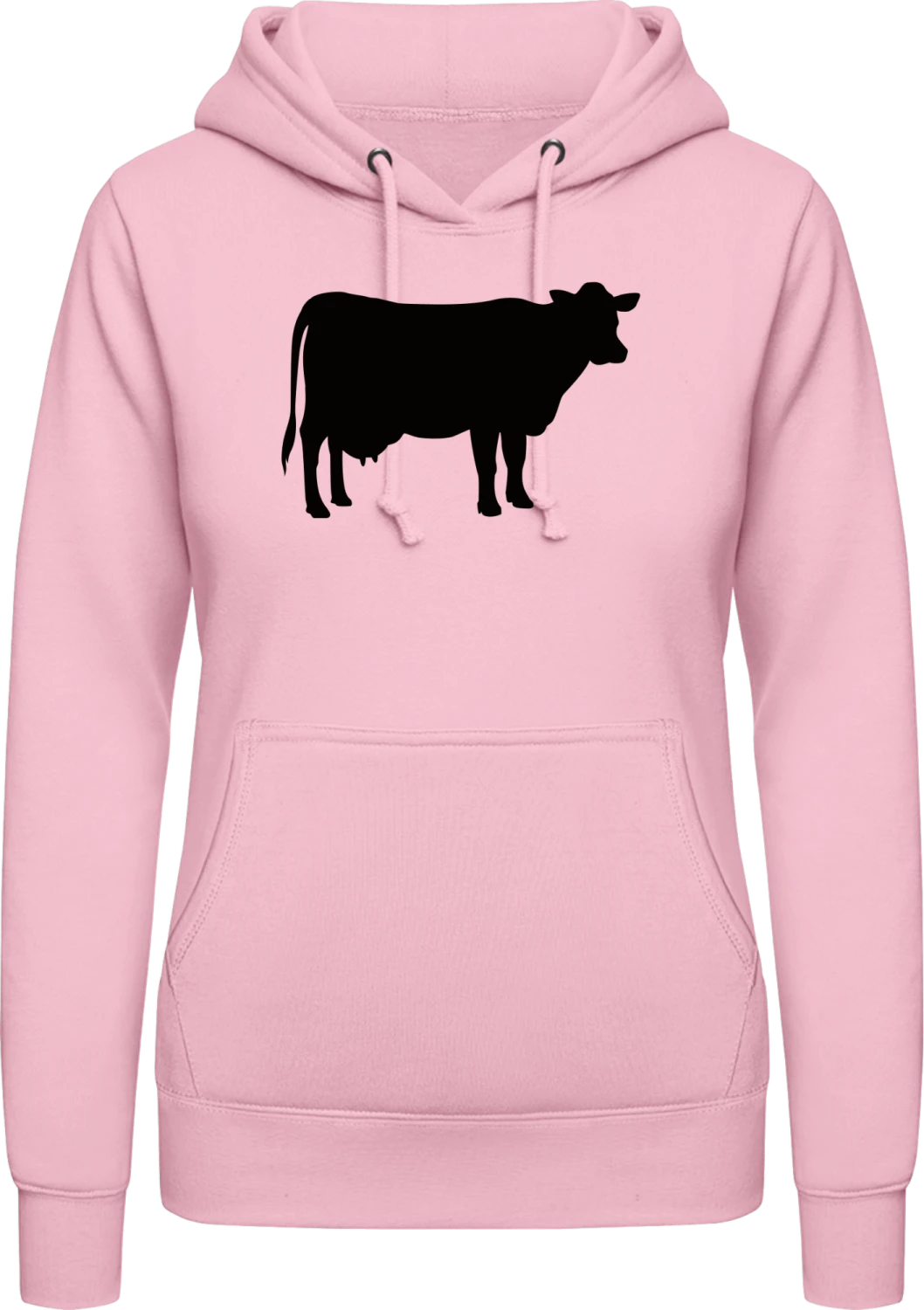 Cow - Baby pink AWDis ladies hoodie - Front