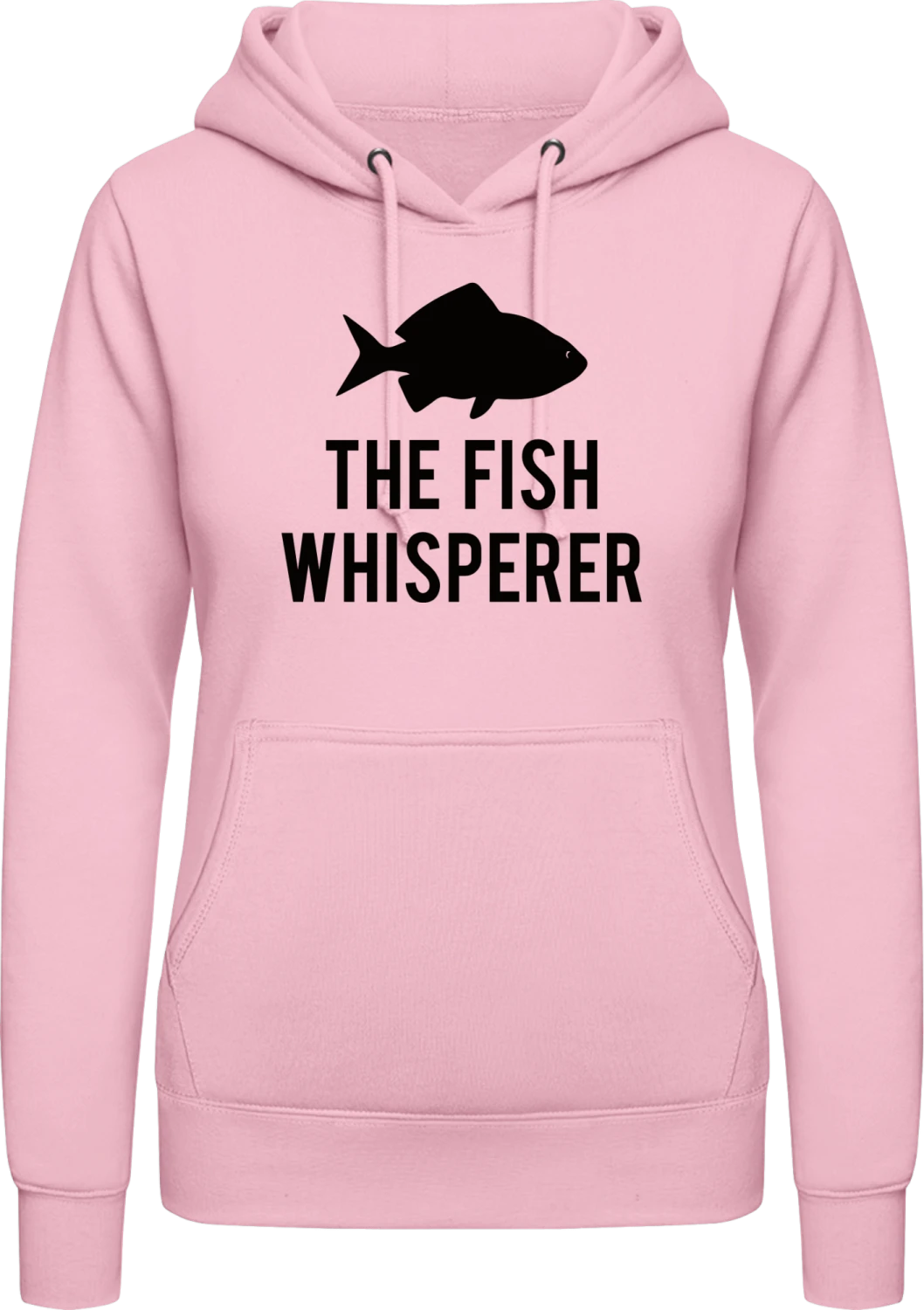 The Fish Whisperer - Baby pink AWDis ladies hoodie - Front