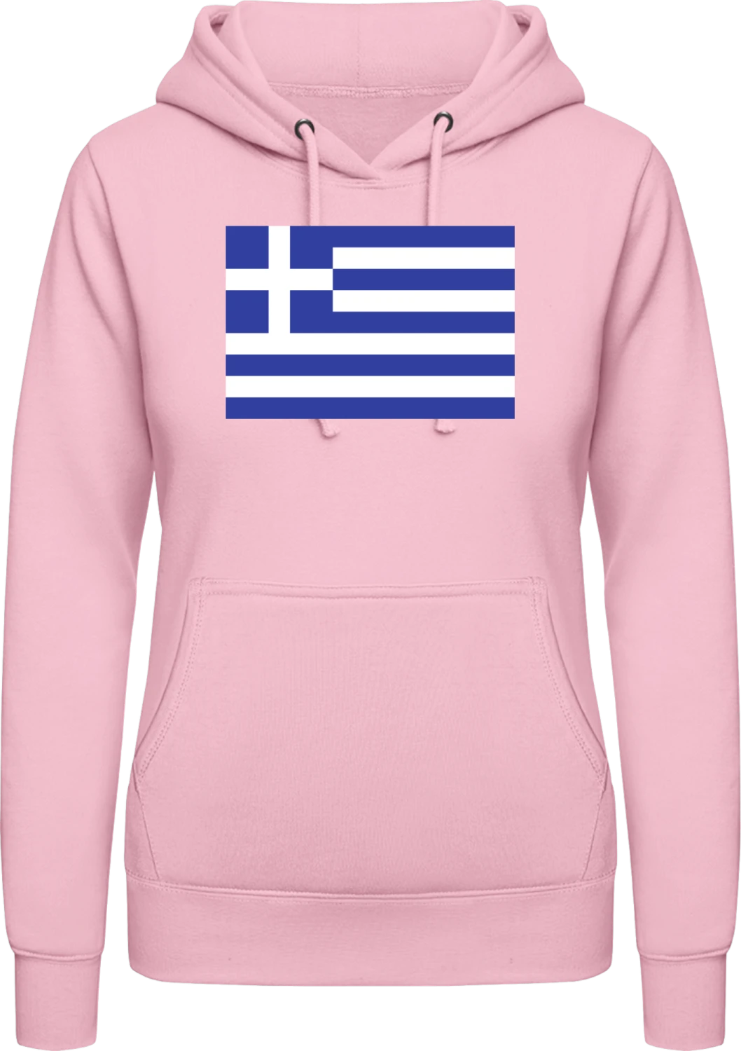 Greece Flag - Baby pink AWDis ladies hoodie - Front