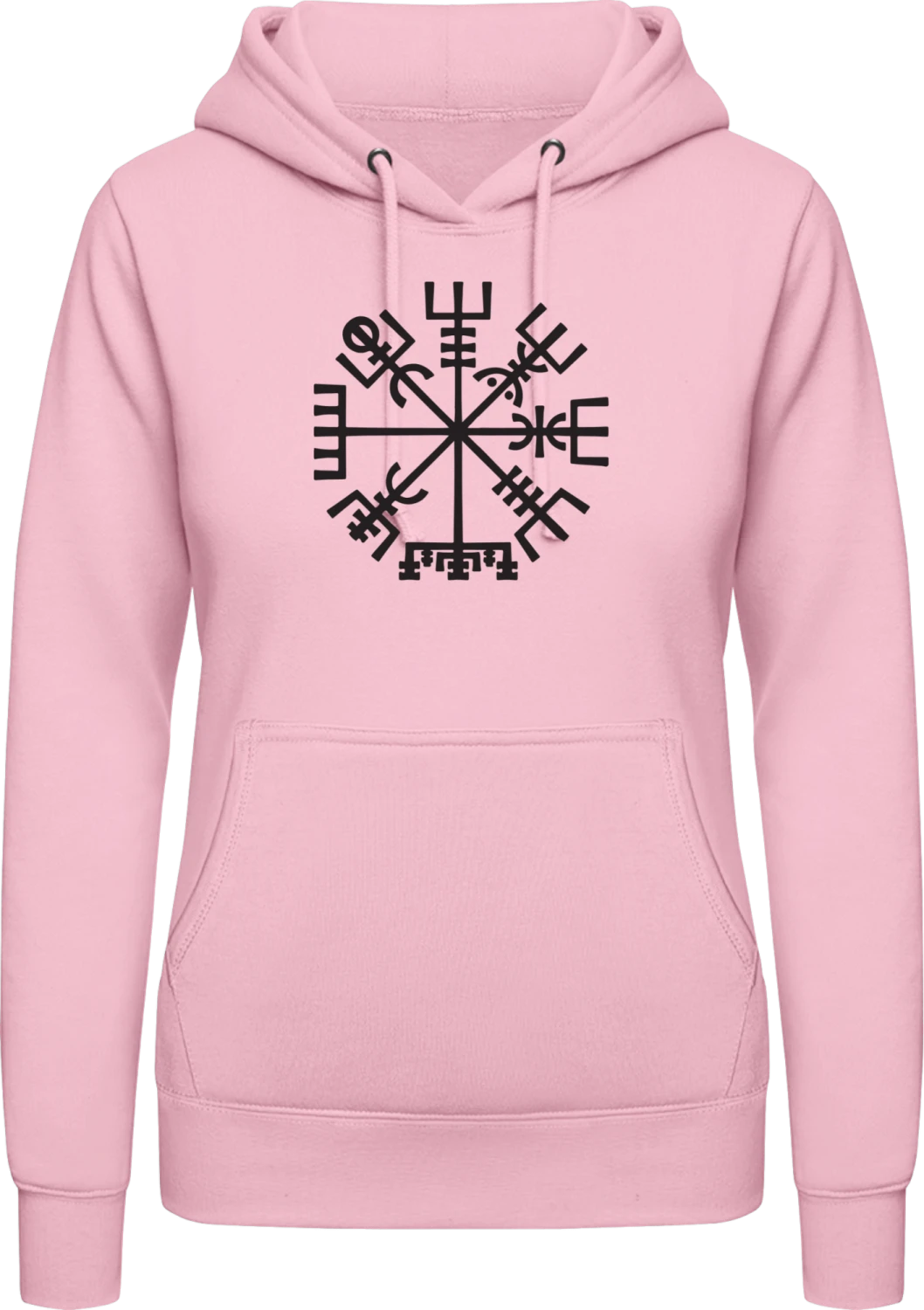 Vegvísir Viking Compass - Baby pink AWDis ladies hoodie - Front