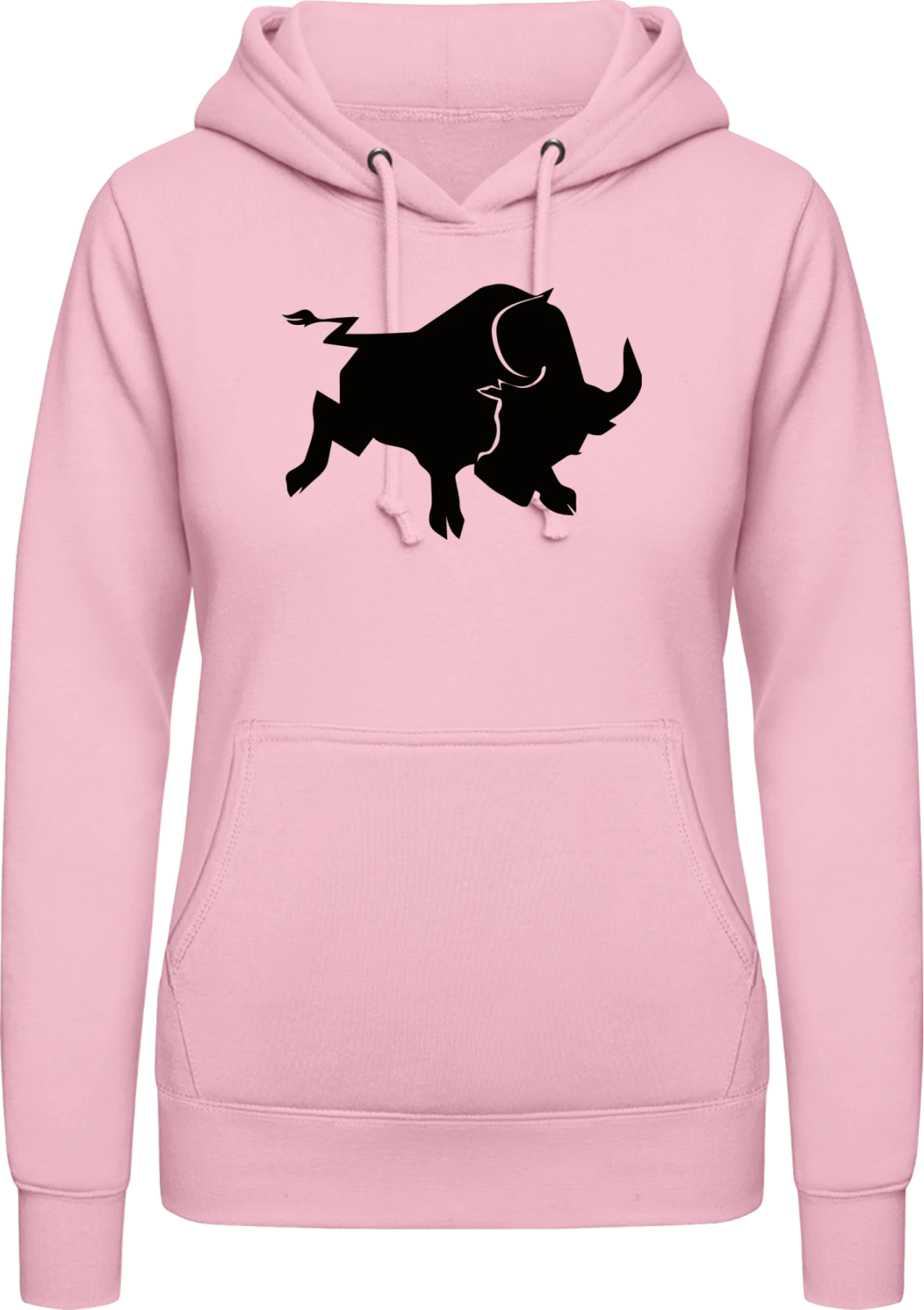 Bull Taurus - Baby pink AWDis ladies hoodie - Front