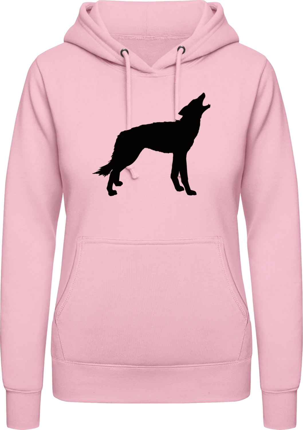 Wolf - Baby pink AWDis ladies hoodie - Front