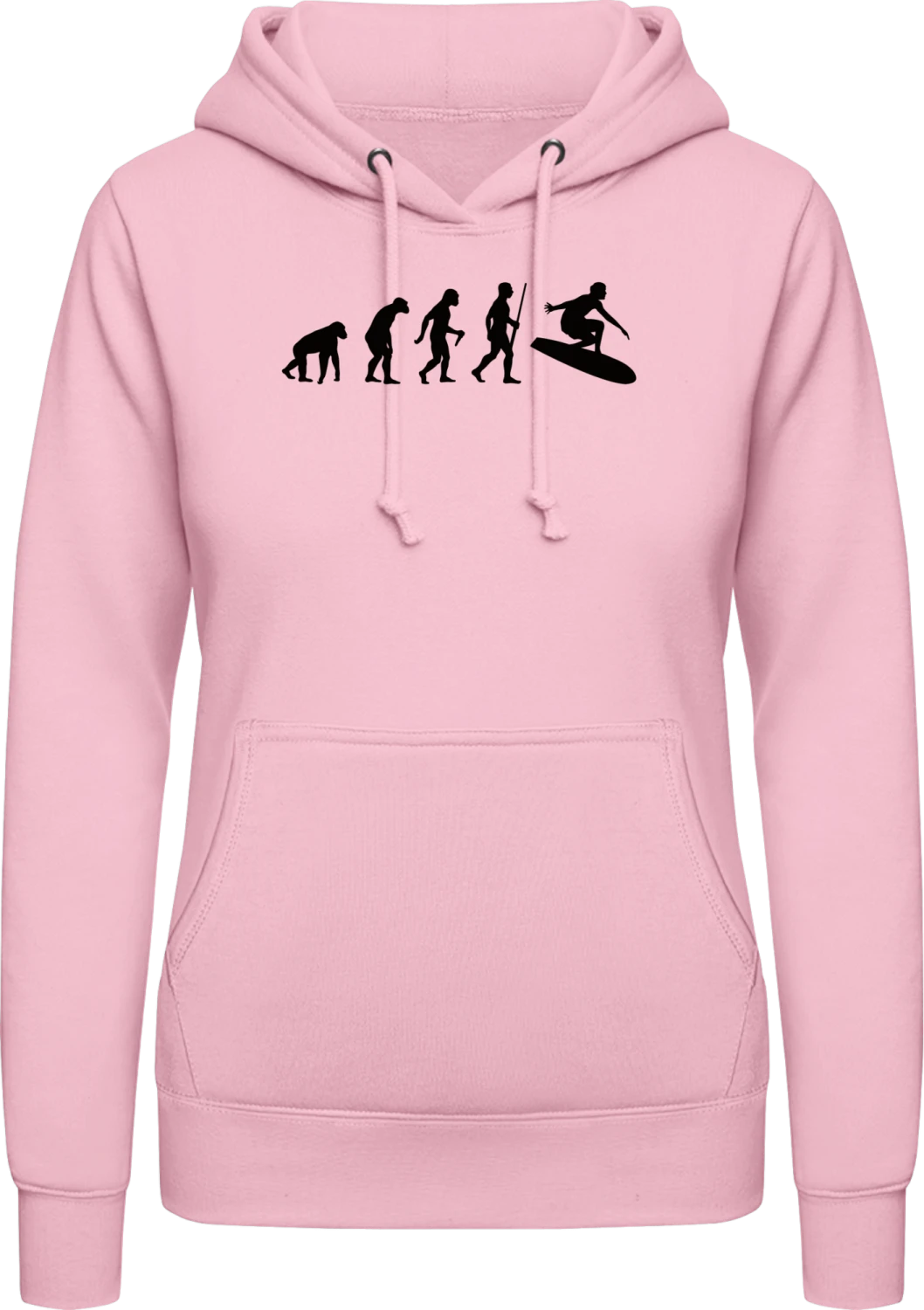 Surfing Surfer Evolution - Baby pink AWDis ladies hoodie - Front