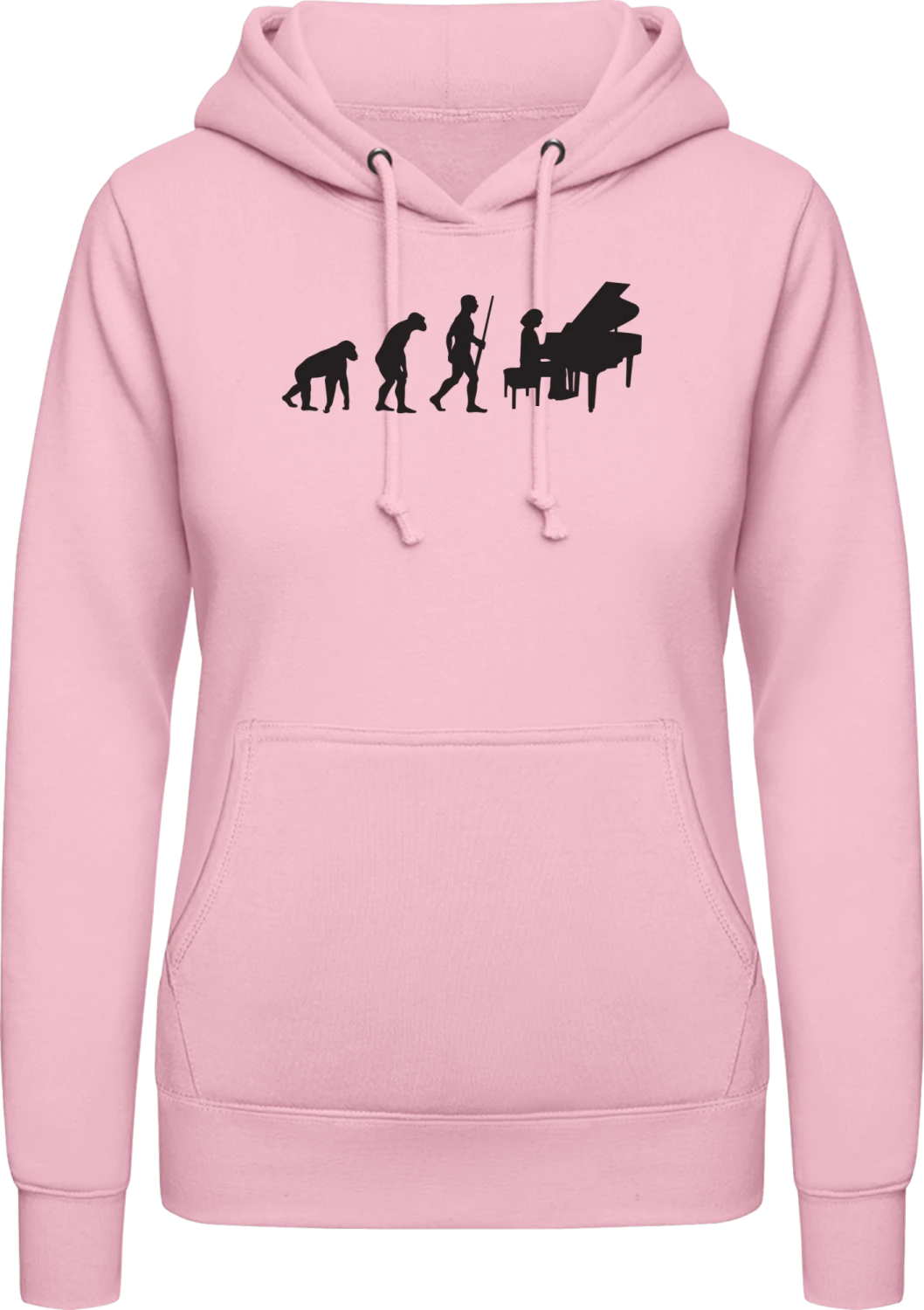 Piano Girl Evolution - Baby pink AWDis ladies hoodie - Front