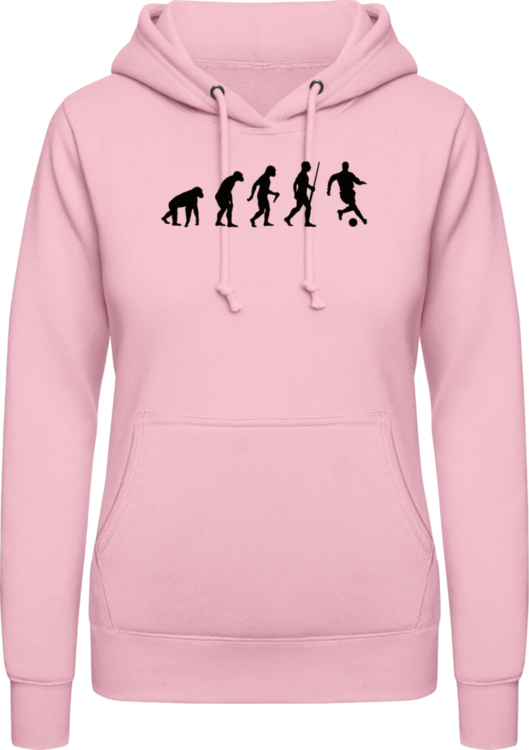 Football Soccer Evolution - Baby pink AWDis ladies hoodie - Front