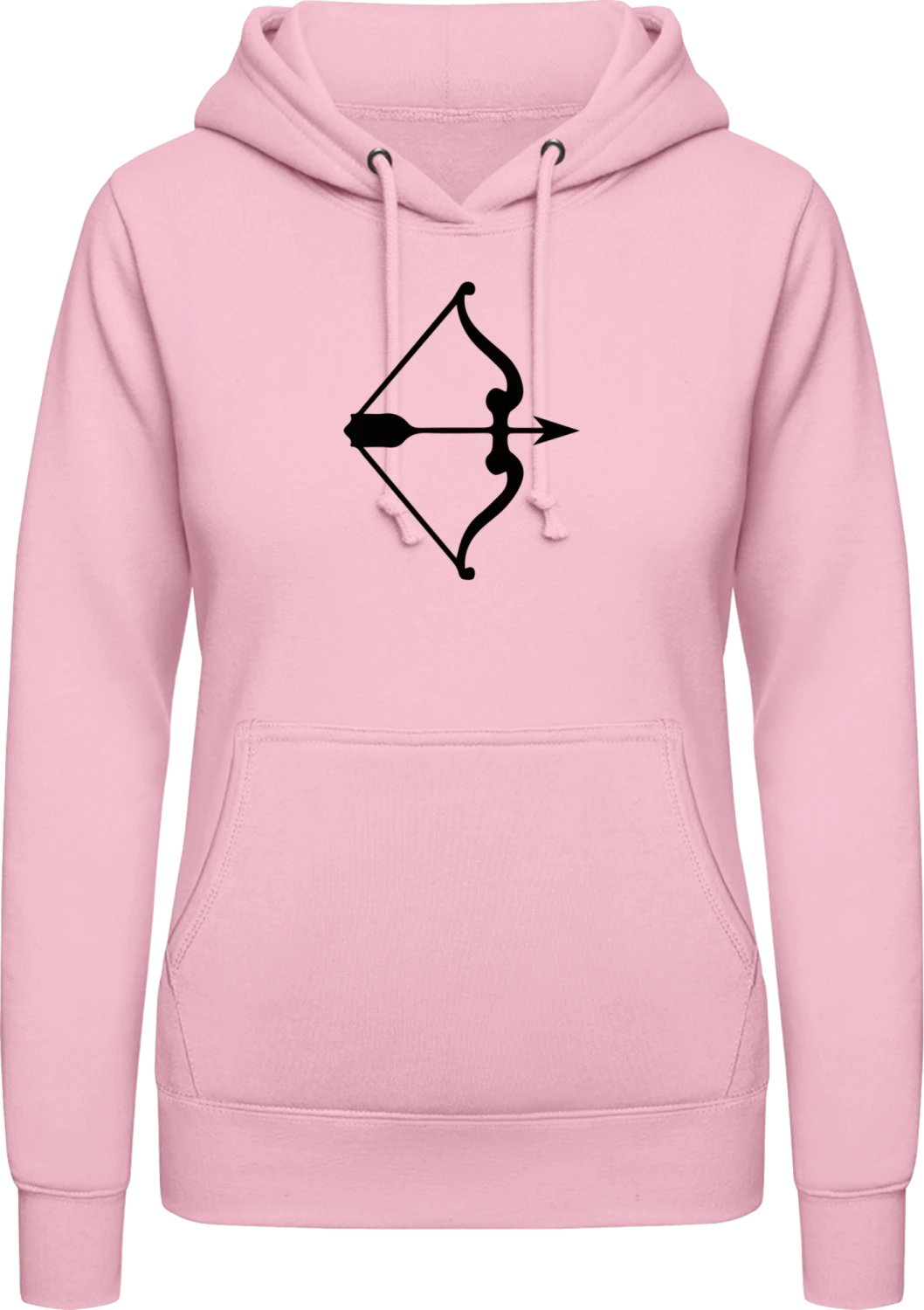 Sagittarius Bow and arrow - Baby pink AWDis ladies hoodie - Front