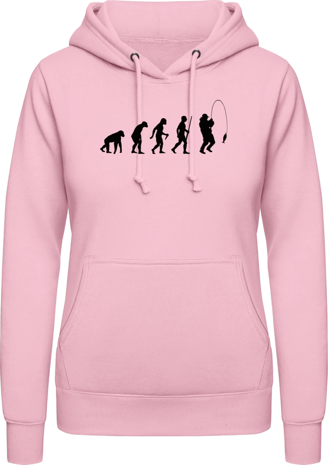 Fisherman Evolution - Baby pink AWDis ladies hoodie - Front