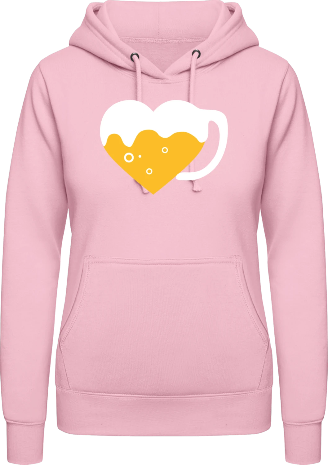 Beer Heart - Baby pink AWDis ladies hoodie - Front