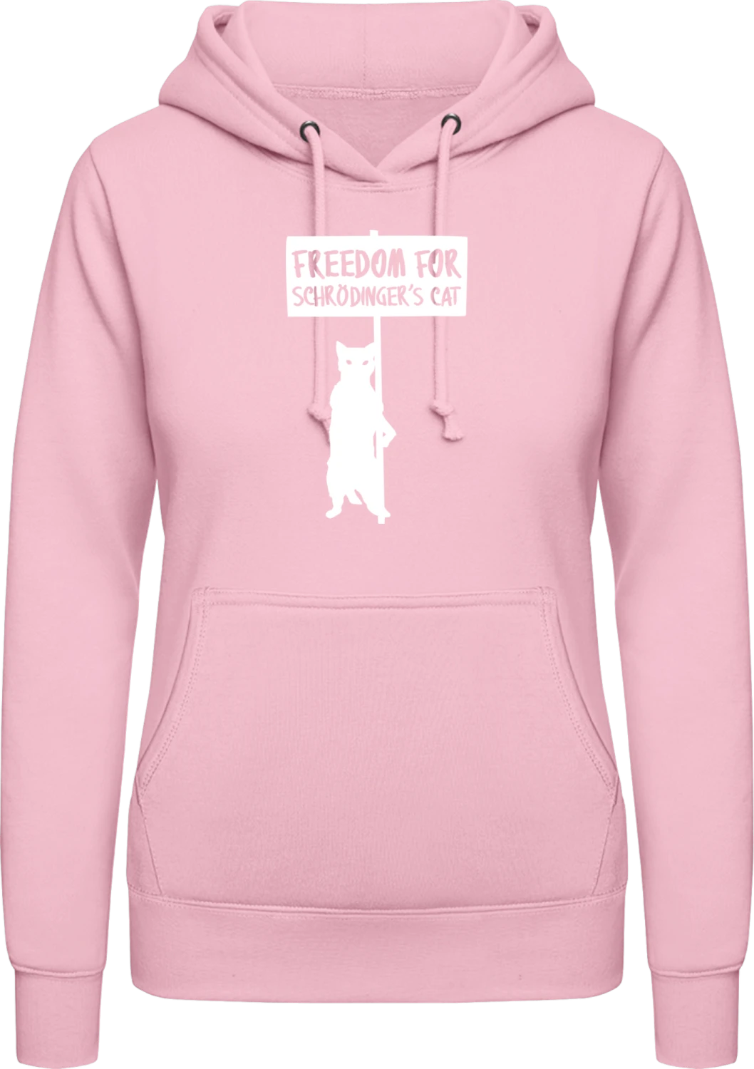 Schrödingers Cat - Baby pink AWDis ladies hoodie - Front