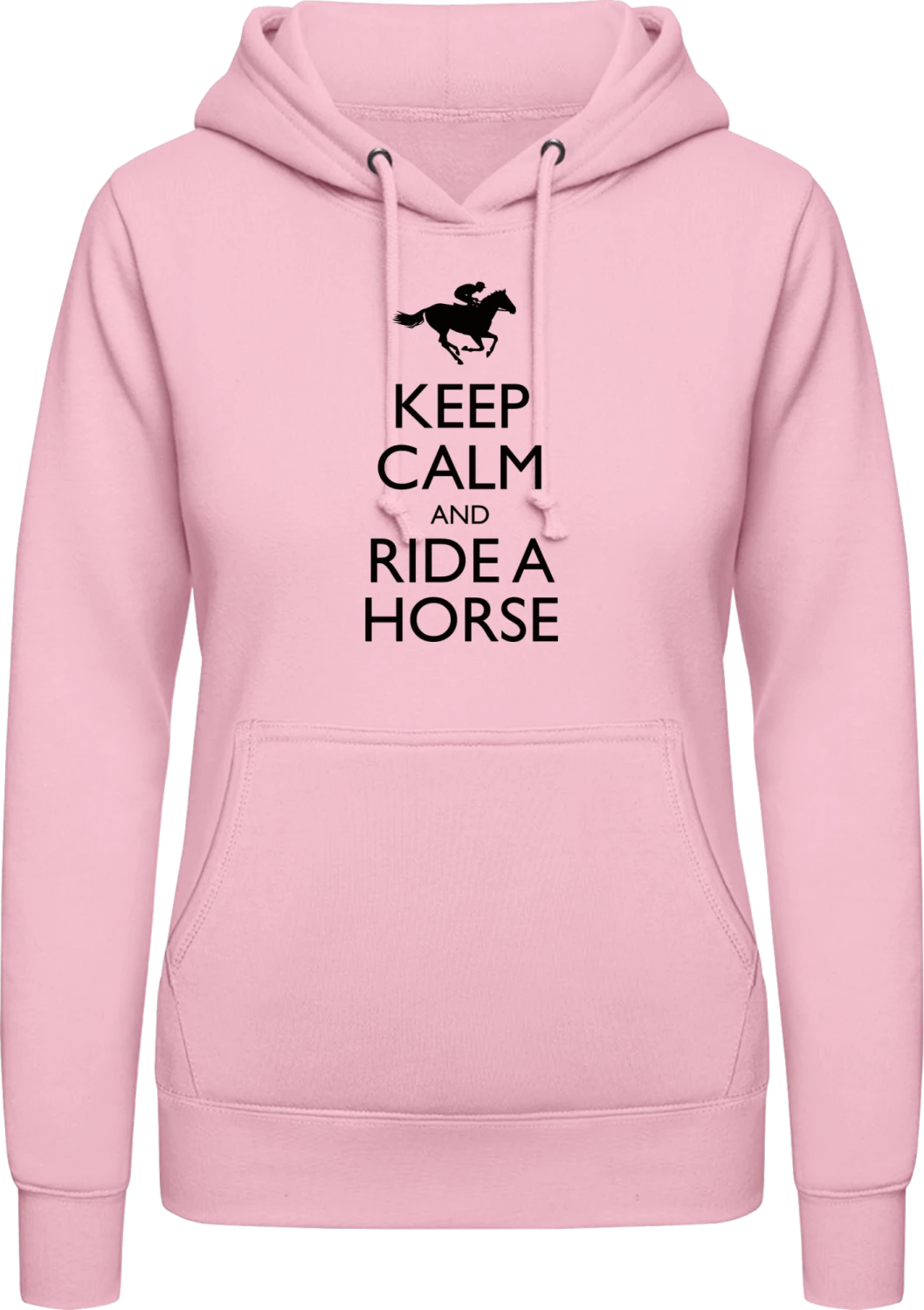 Keep Calm And Ride a Horse - Baby pink AWDis ladies hoodie - Front