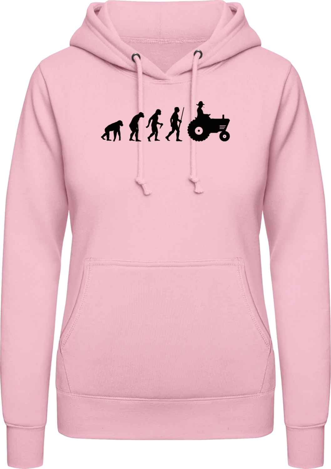 Farmer Evolution - Baby pink AWDis ladies hoodie - Front